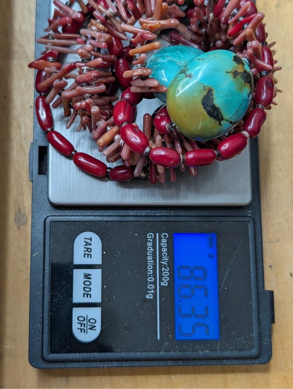 Vintage Large Turquoise Red Coral Branch 925 Sterling Silver Statement Necklace